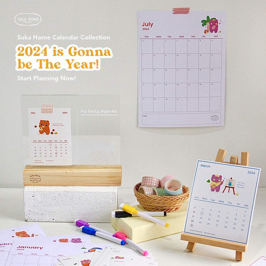 

Calendar 2024 Lucu Aesthetic ala Korea Weekly Planner Monthly Planner Agenda 2024 Wood Easel Stand Kayu Kalendar Baru 2024 New Year Planner Acrylic Board by Suka Home