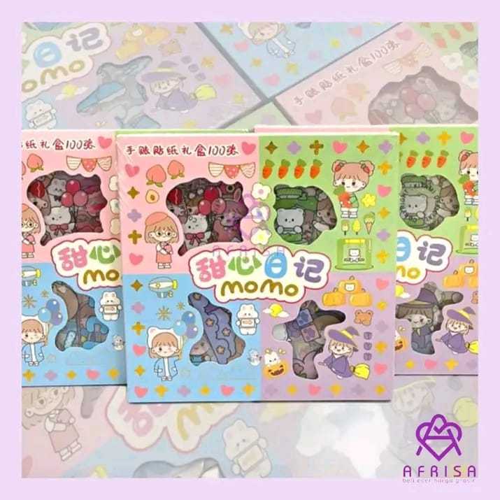 

Sticker momo Korea Anti Air 100 Lembar- Viral Sticker Lucu Dekorasi Botol Minum Tumblr Hp Buku Diary Anak viral