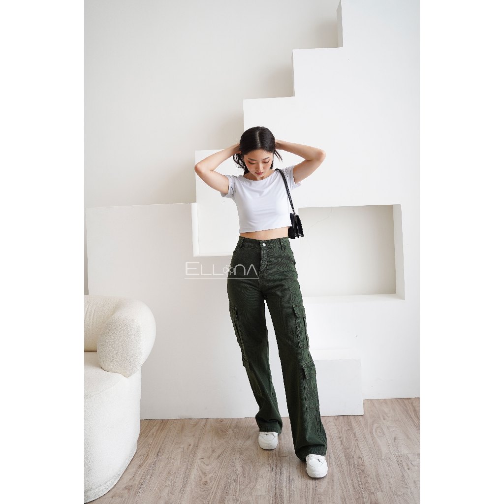 OSSO JEANS - Celana Jeans Double Cargo Warna Hijau Army