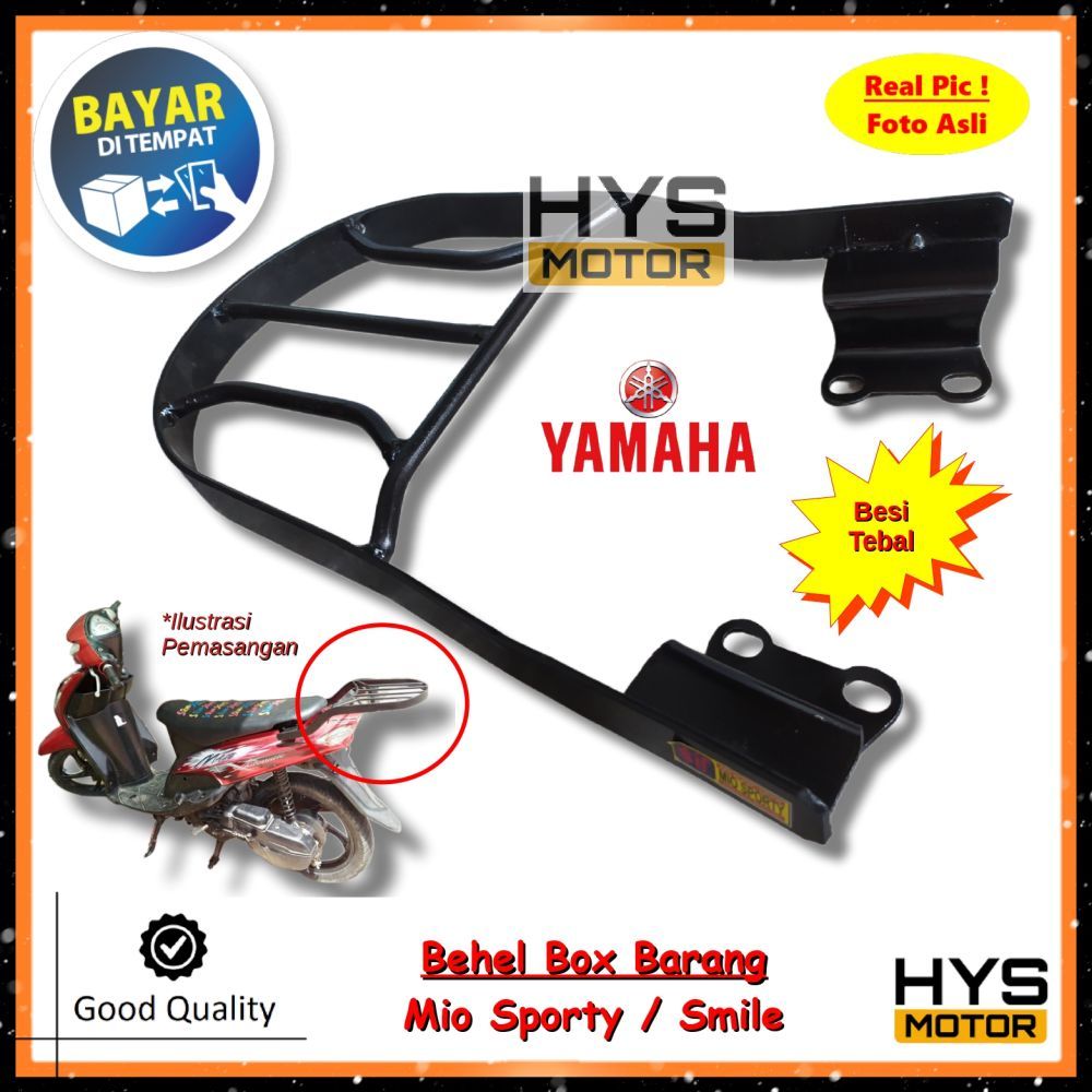 HYS Bagasi Motor Yamaha Mio Sporty / Mio Smile / Mio Lama - Breket Begel Behel Box Rak Bawa Barang V