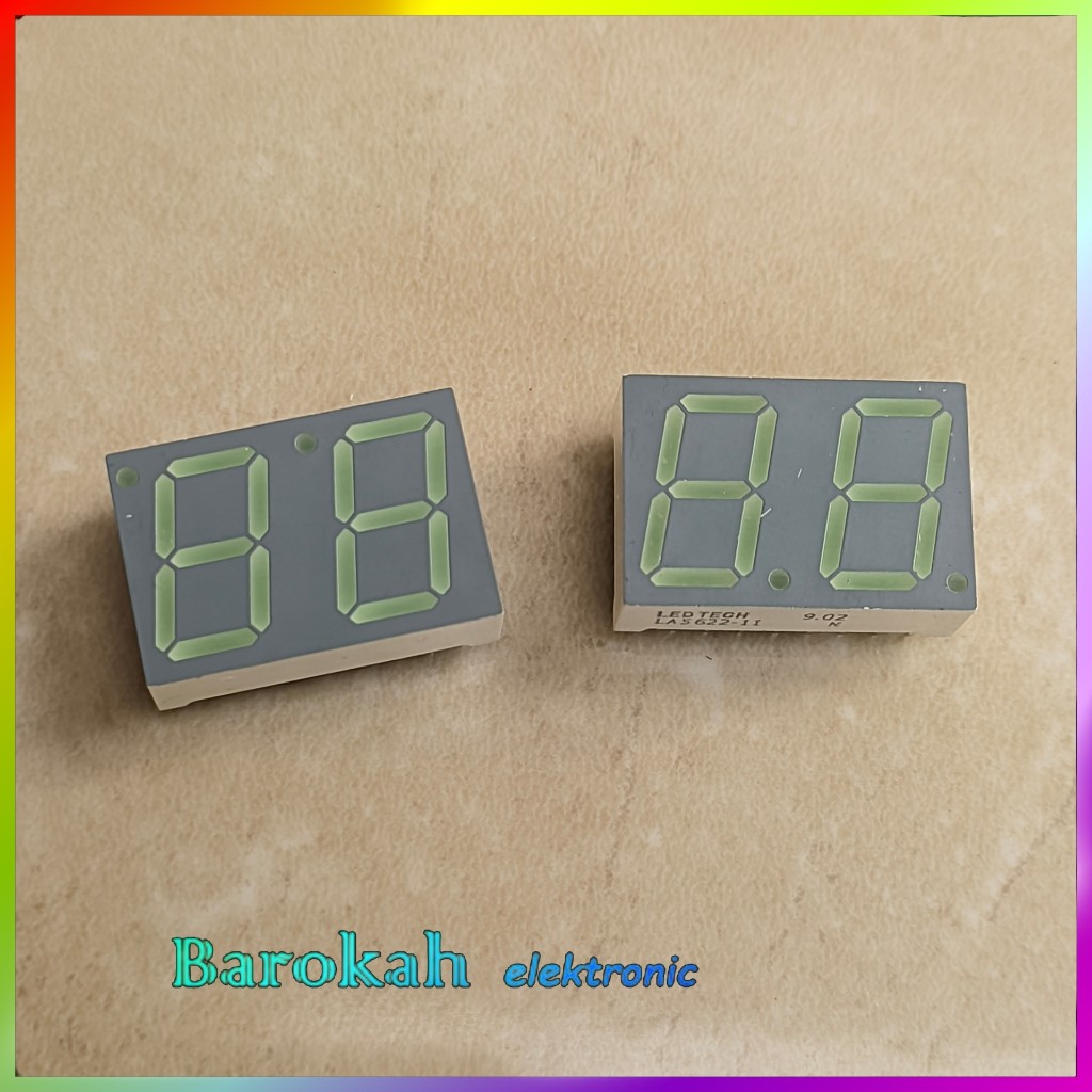 Led Display Seven Segment 2 Digit Hijau Common Anoda 7 Segmen 0.56" inch Green