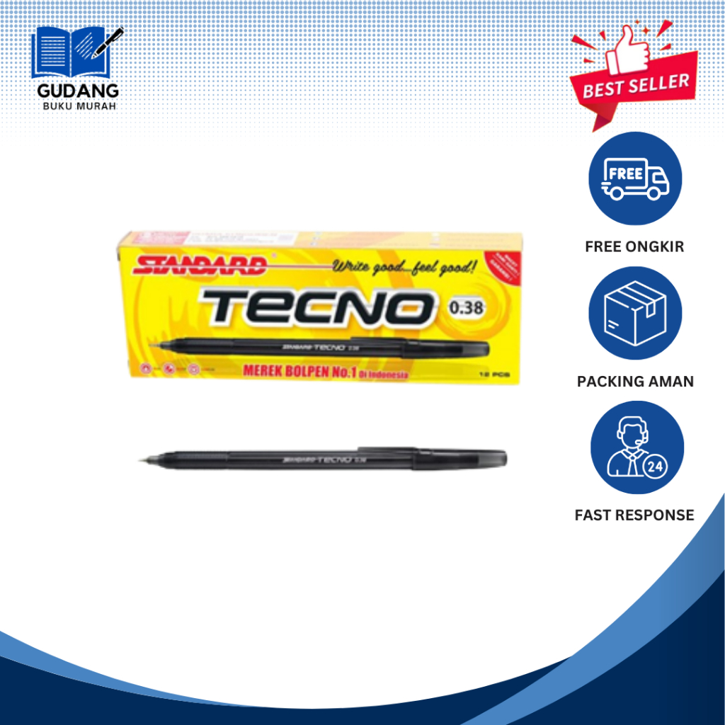 

Bolpen/Pulpen Standard Tecno 0.38 12 Pcs / GUDANG BUKU MURAH