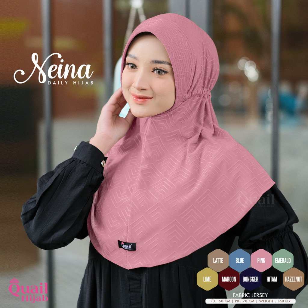 NEINA Daily Hijab Instan Jersey Embos by Quail Hijab Ori Murah