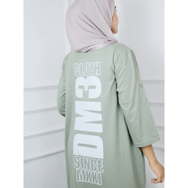 Gamis Kaos Jumbo DM3 Midi Bahan Kain Katun Combed 24s Aplikasi Sablon Size S M L XL XXL Long Tunik J