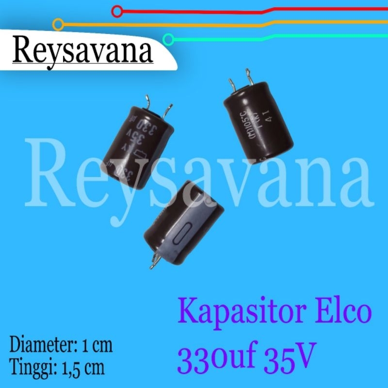 Kapasitor Elco 330uf 35volt 330UF 35V  bekas cabutan