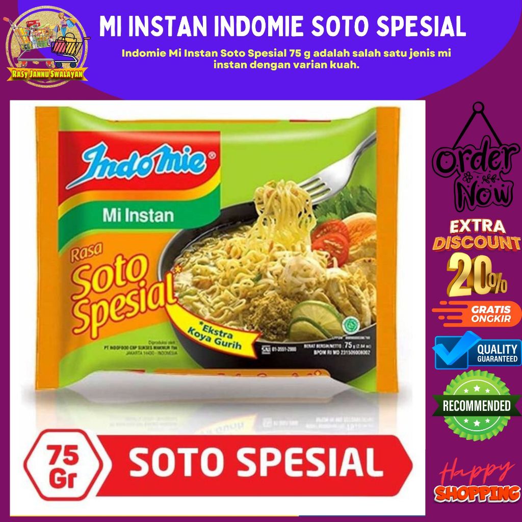 

Indomie Mie Instan Soto Spesial 75gr