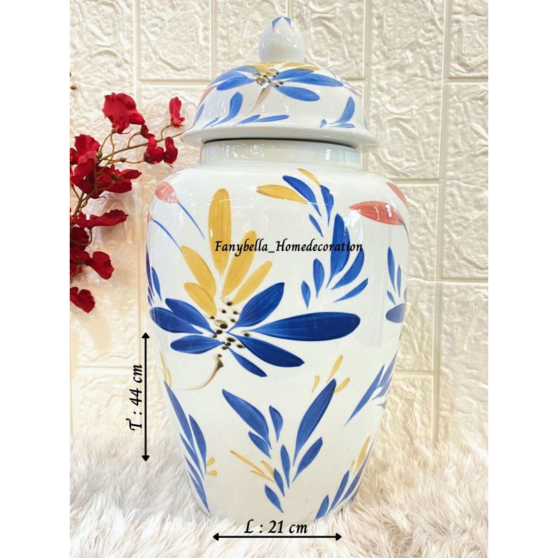 Guci Toples Keramik China Tochin Import Guci Porselen Dekorasi Rumah