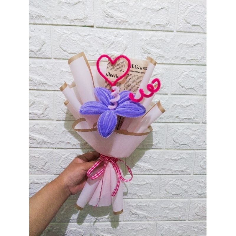 Buket Bunga Kawat Bulu / Buket Bunga Pipe Cleaner / Buket Bunga aesthetic / bouquet