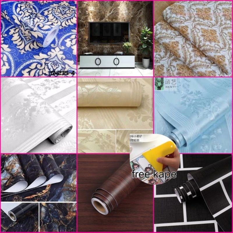 wallpaper dinding motif batik motif embos bata keramik marmer