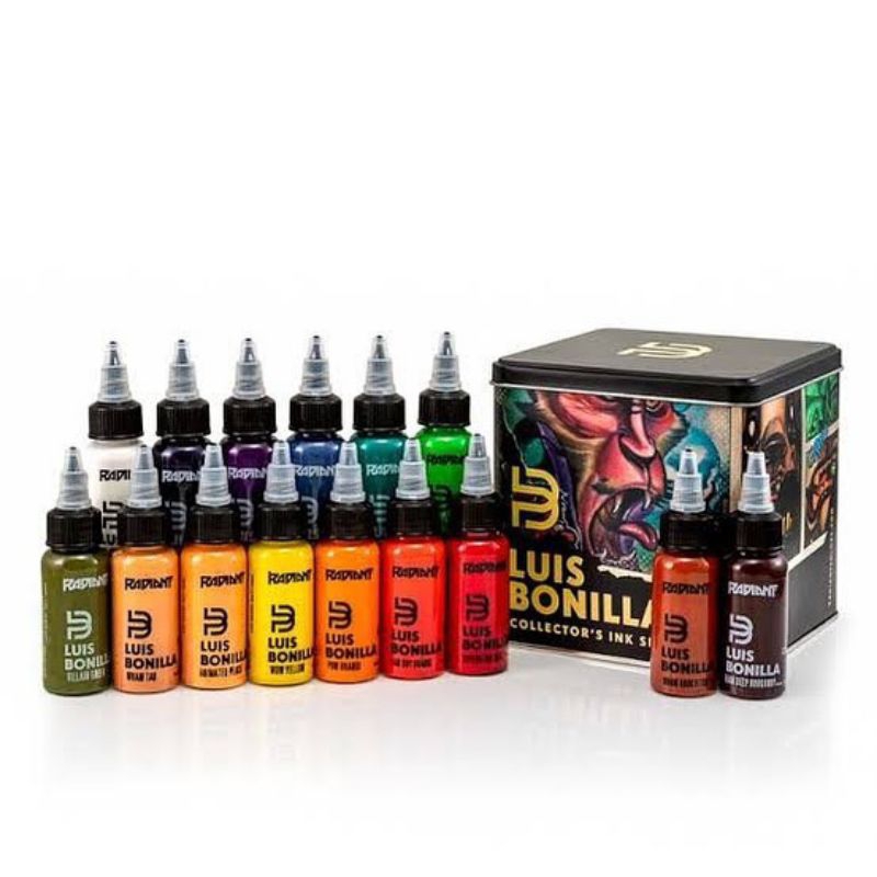 tinta tattoo RADIANT INK LUIS BONILA COLOR SET 15 WARNA 1oz  30 mili  100 ORIGINAL USA