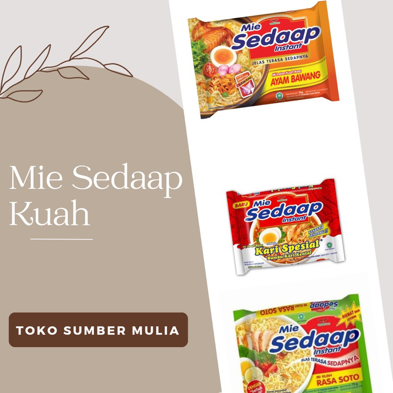 

Mie Sedaap Instant Kuah Rasa Ayam Bawang, Kari Spesial & Soto