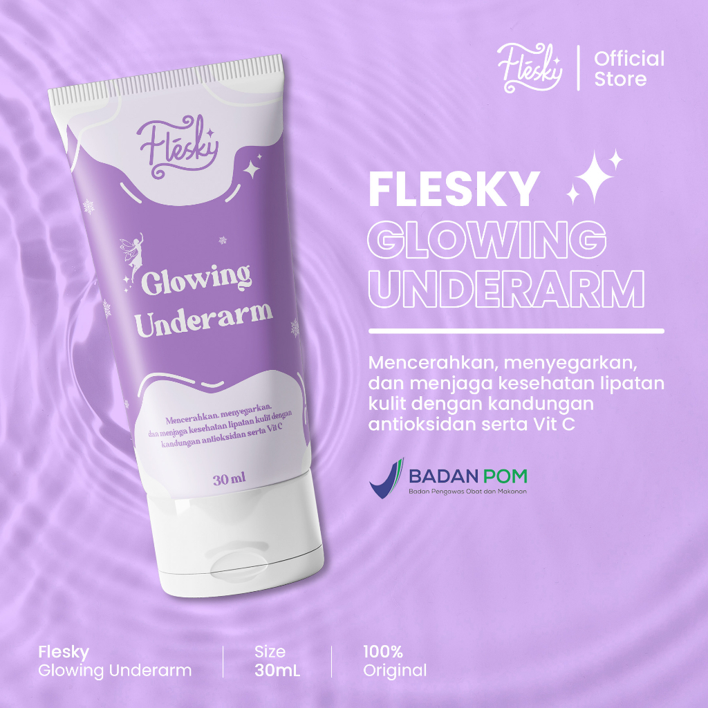 Flesky Glowing Underarm - Memutihkan Ketiak Mencerahkan Lipatan Kulit BPOM Aman Digunakan Bisa COD