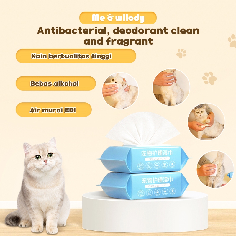Tisu basah kucing Hewan Peliharaan Tisu Basah tisu basah kucing Pet Wipes Tisu Basah untuk Kucing