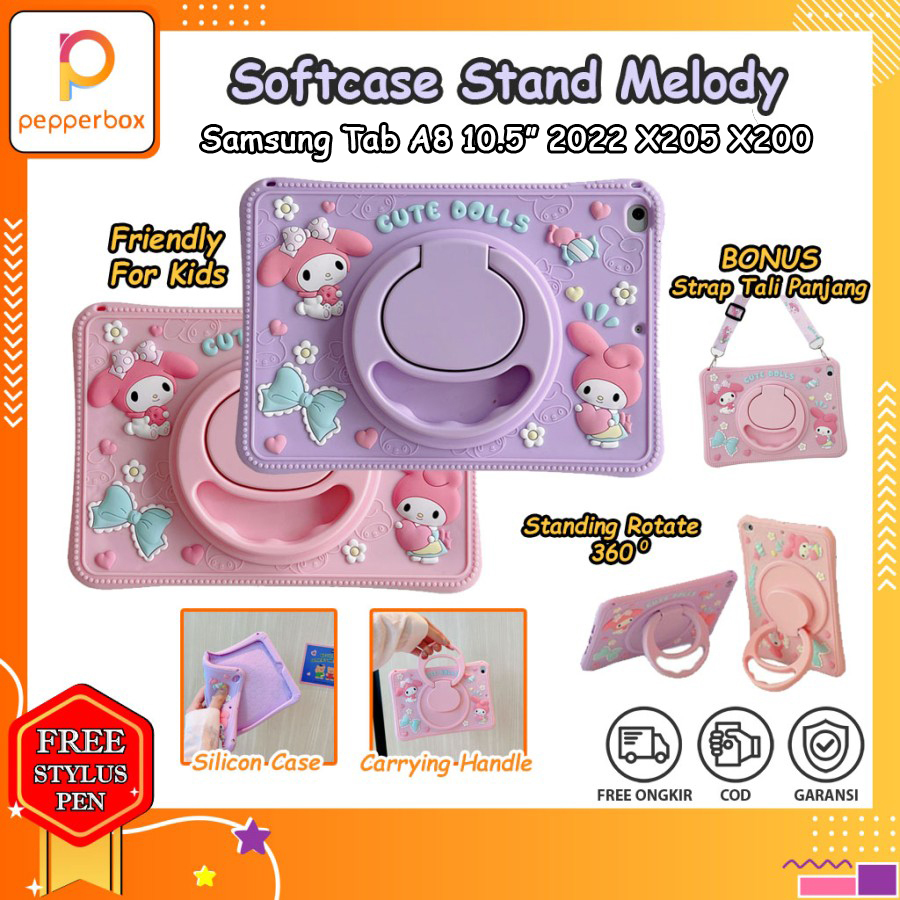 Samsung Galaxy Tab A8 10.5 2022 X205 X200 Soft Case Anak Stand My Melody Rotate Casing Pelindung Tab