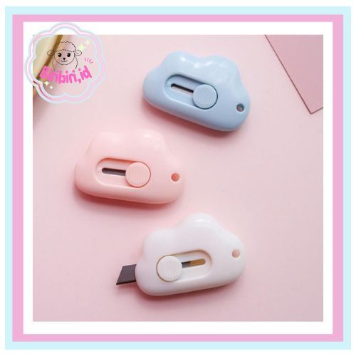 

{BIRINIRI} Cutter Mini Bentuk Awan Pisau Pemotong Mini Lucu Cutter Kertas Ukuran Mini Cutter Bentuk Karakter Awan Warna Pastel