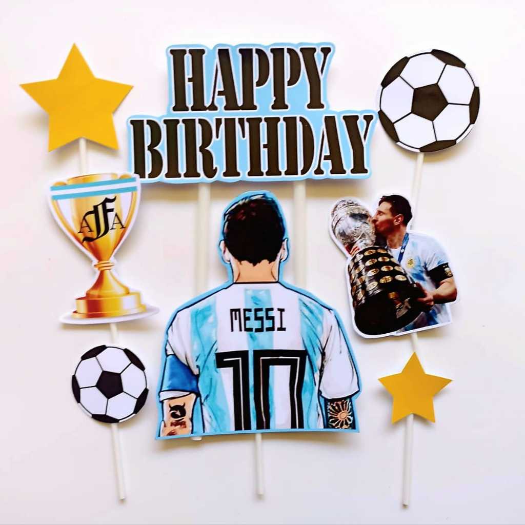 Custom Nama/Foto topper cake Karakter Messi/Argentina
