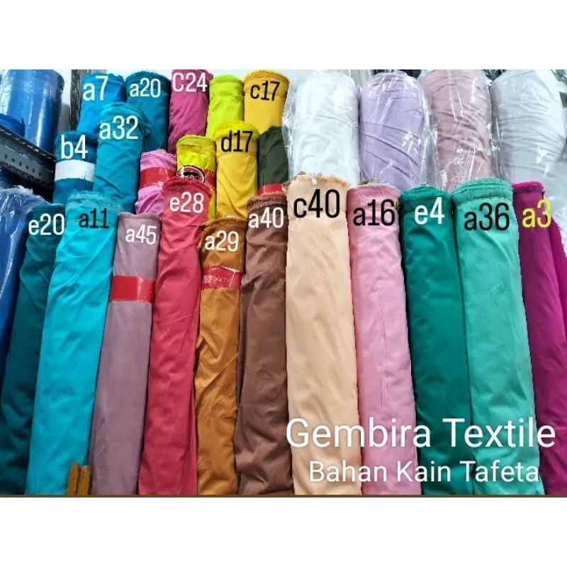 Bahan Kain Satin Tafeta Polos meteran Permium