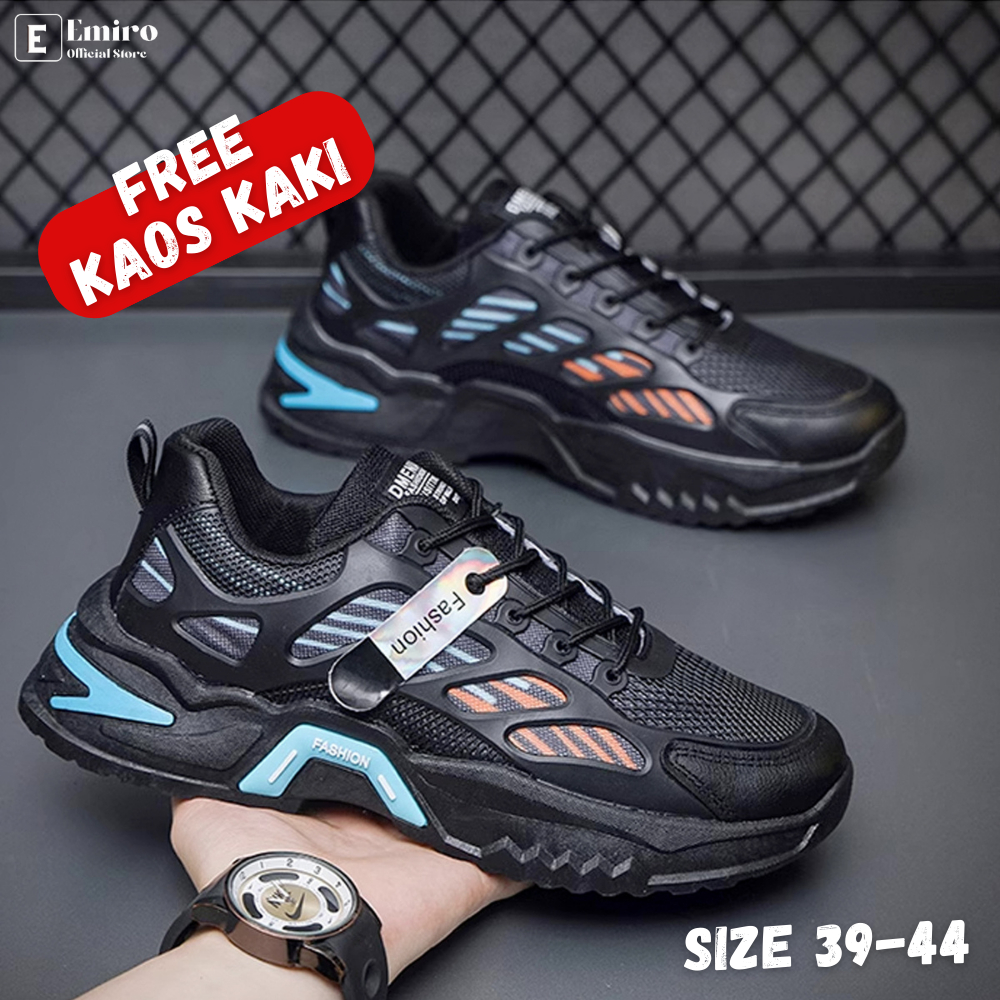 Sepatu Sneakers Fashion Cowok Pria Impor Kasual Original Hitam Abu Sol Karet Lentur Casual Shoes Gay