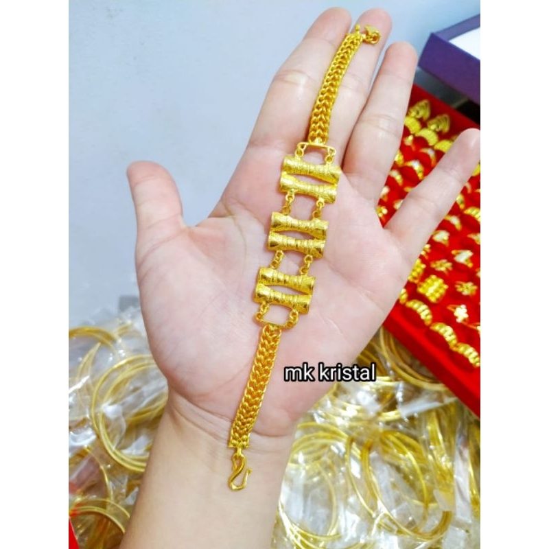 gelang plat bambu lapis kristal