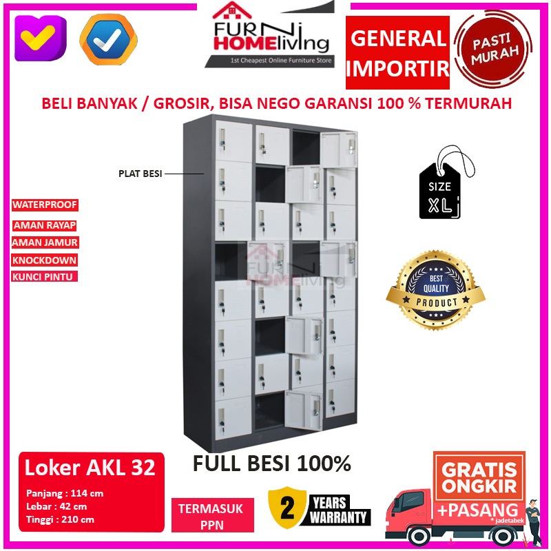 Loker Besi 32 Pintu Steel Locker 32 Doors AKL32