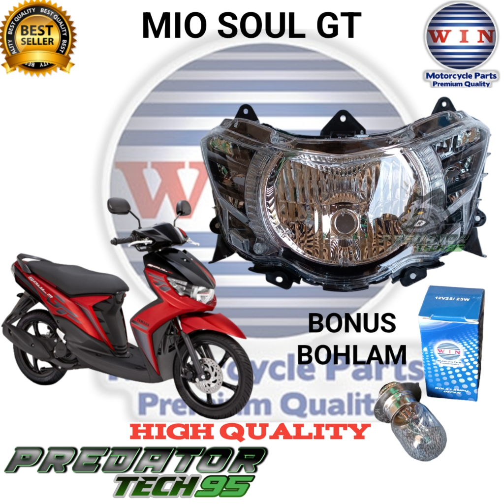 Lampu Depan Reflektor Headlamp Plus Bohlam YAMAHA MIO SOUL GT 115 XEON GT 125 High Quality