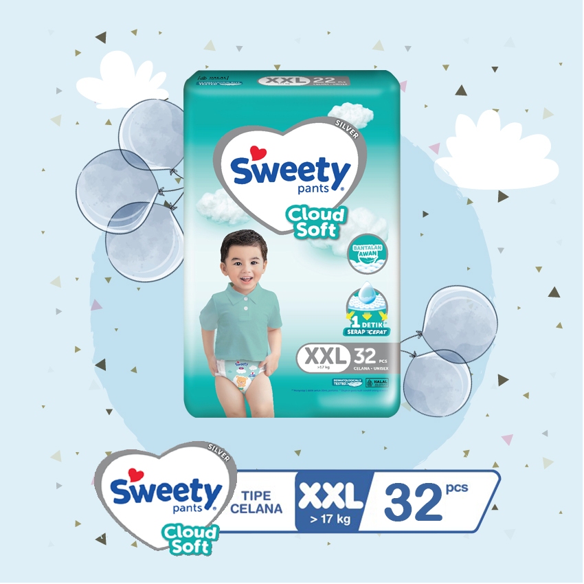 Sweety Silver Pants XXL32 - Sweety Popok Celana Silver XXL 32