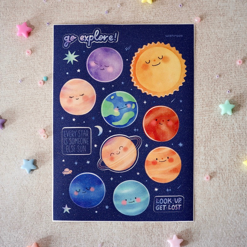 

Go Explore Solar System Glitter Sticker Sheet Stiker gliter