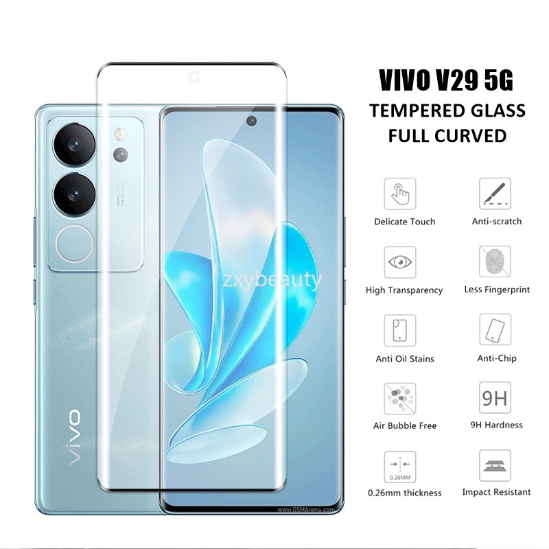 Vivo V29 5G Tempered Glass Full Layar Pinggir Melengkung