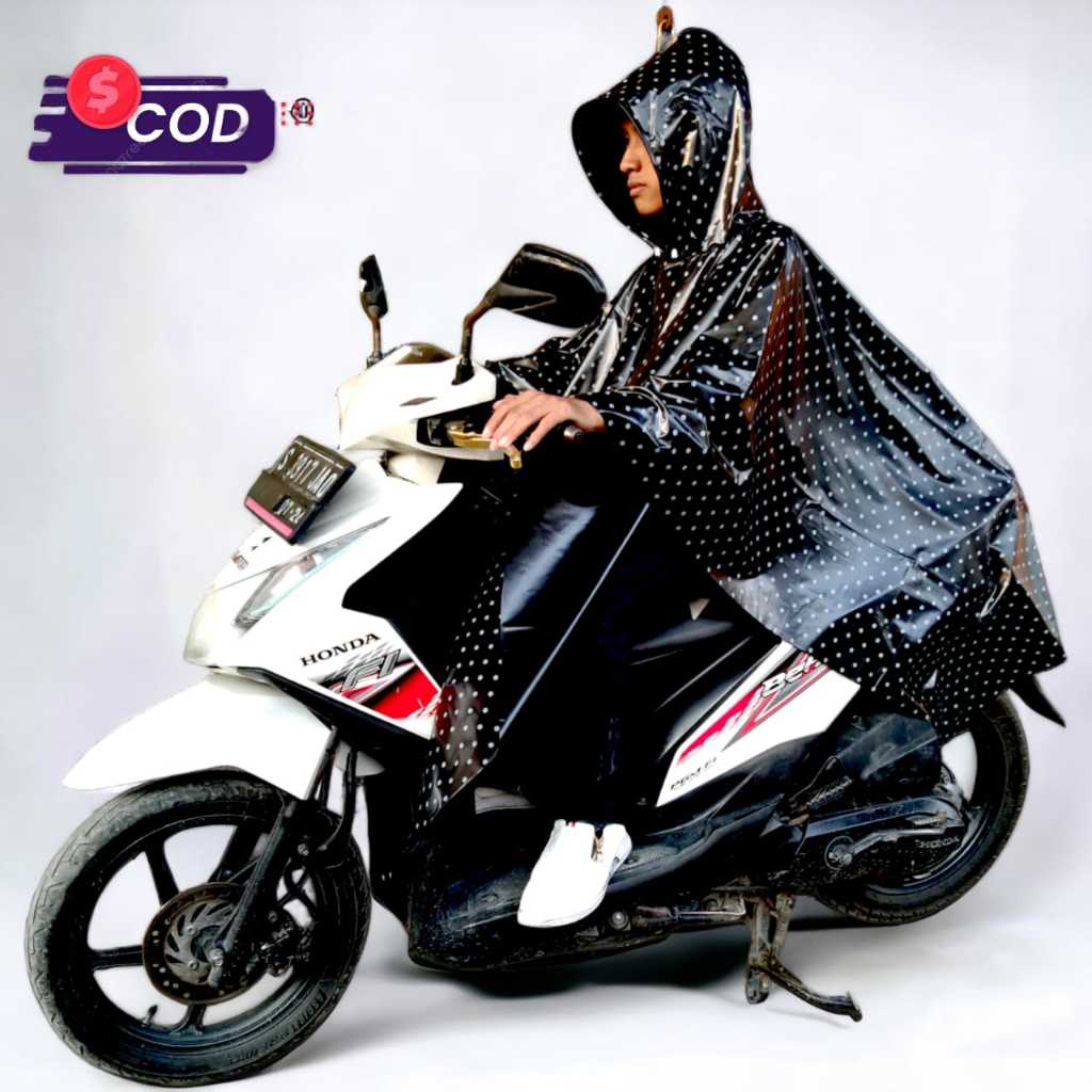 JAS HUJAN LENGAN/TANPA LENGAN MOTIF POLKADOT/ MANTEL PONCO LOWO DEWASA