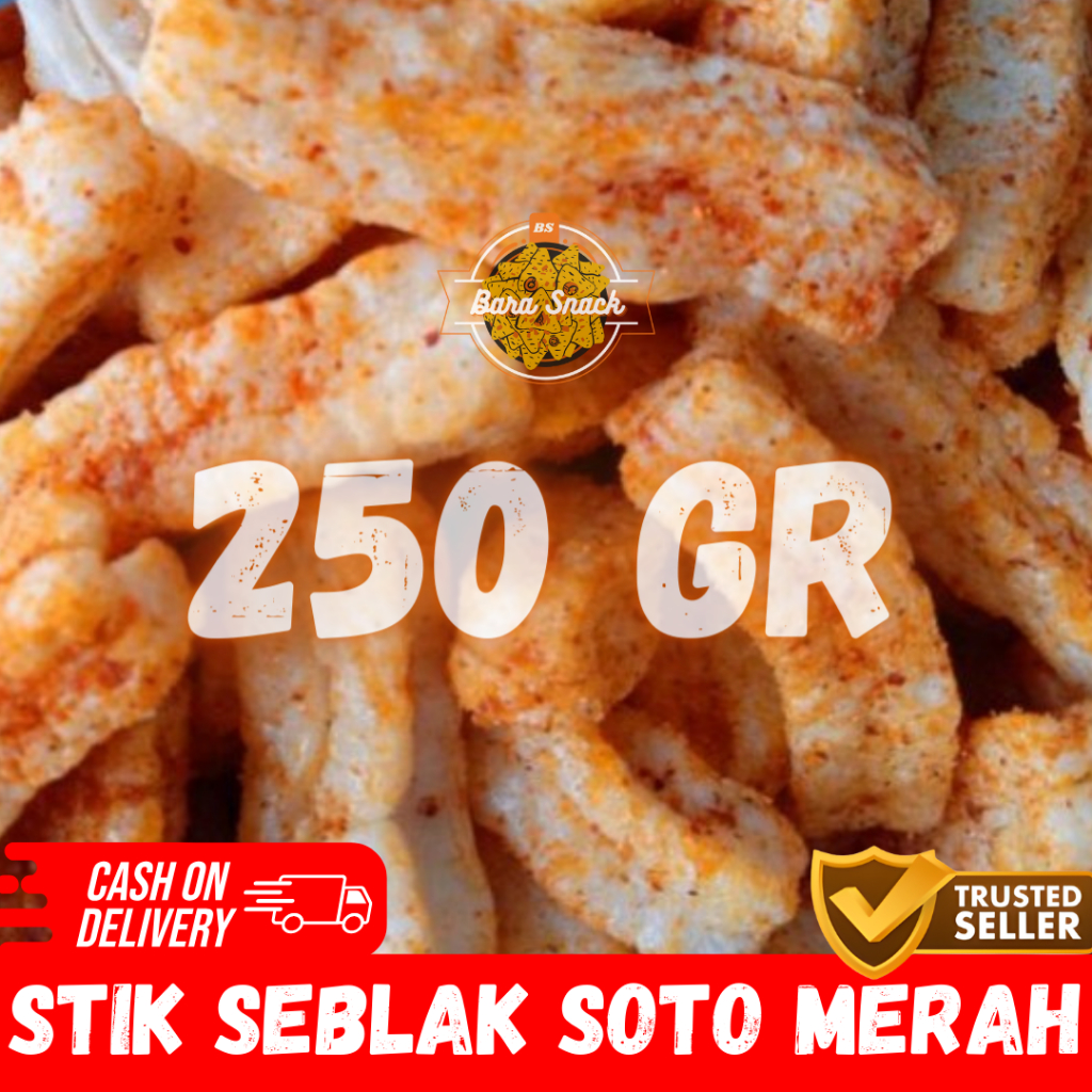 

[ 250gr ] Kerupuk Seblak Soto Pedas / Stik Seblak Pedo Merah / Camilan Snack Kiloan Murah