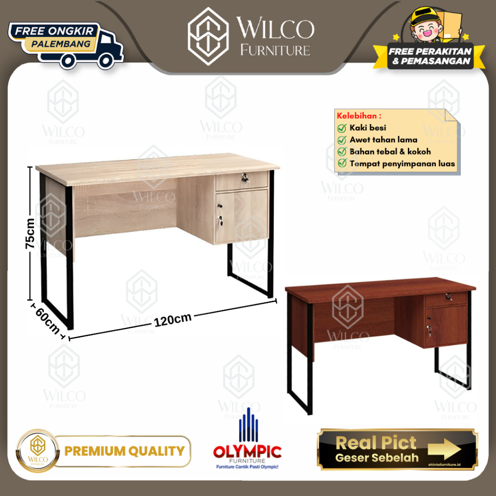 Meja Kerja Olympic Titan Cherry / Meja Tulis Olympic / Titan Cream