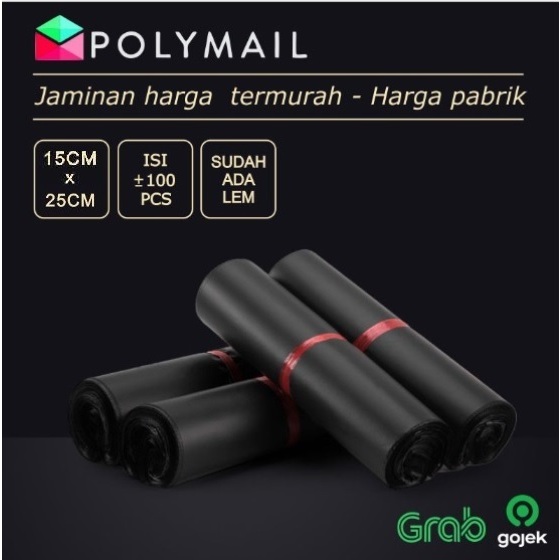 

POLYMAILER ±100PCS 15x25CM HITAM SUPER EKONOMIS PLASTIK POLYMAILER ECO BLACK