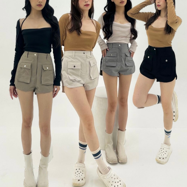 LUXIA CARGO SHORTPANTS - Celana Pendek Cargo Wanita Short Pants Hotpants perempuan Kargo style y2k u