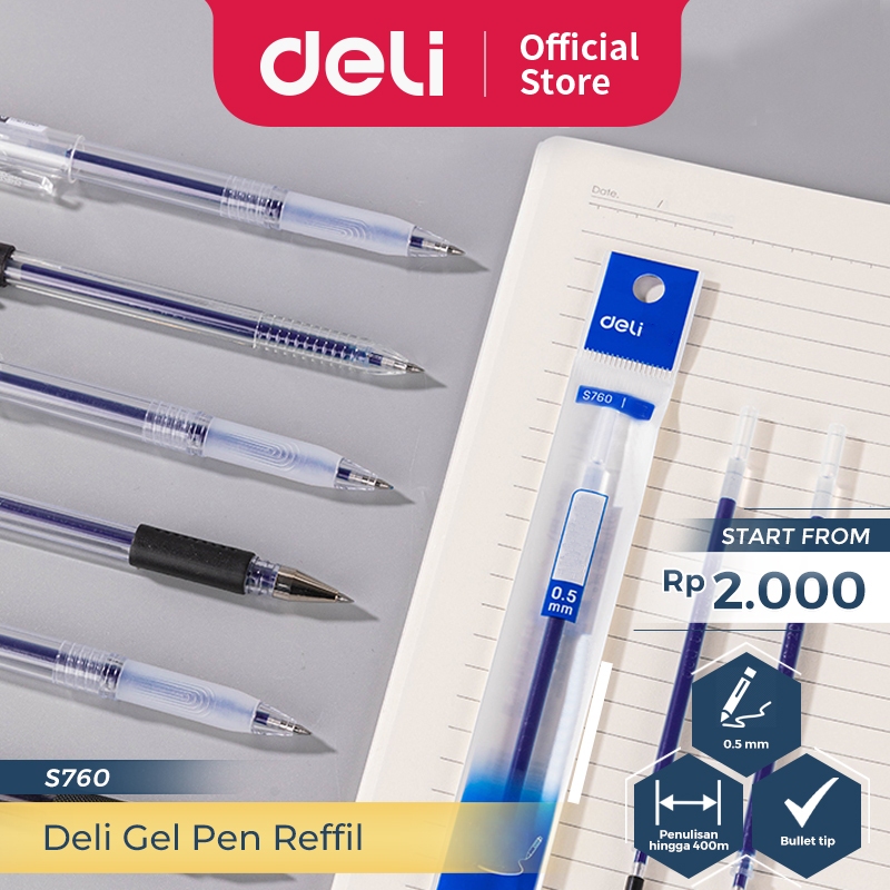 

Deli Gel Pen Refill / Isi Ulang Tinta Pulpen Gel Hitam 0.5 mm Isi 1 pcs Bullet Tip S760