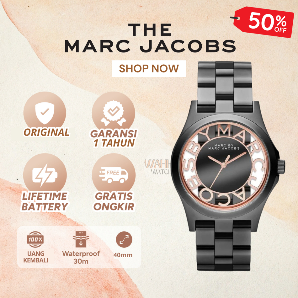 Jam Tangan Marc Jacobs MBM 3254 Henry Skeleton Black Watch Original [BERGARANSI]