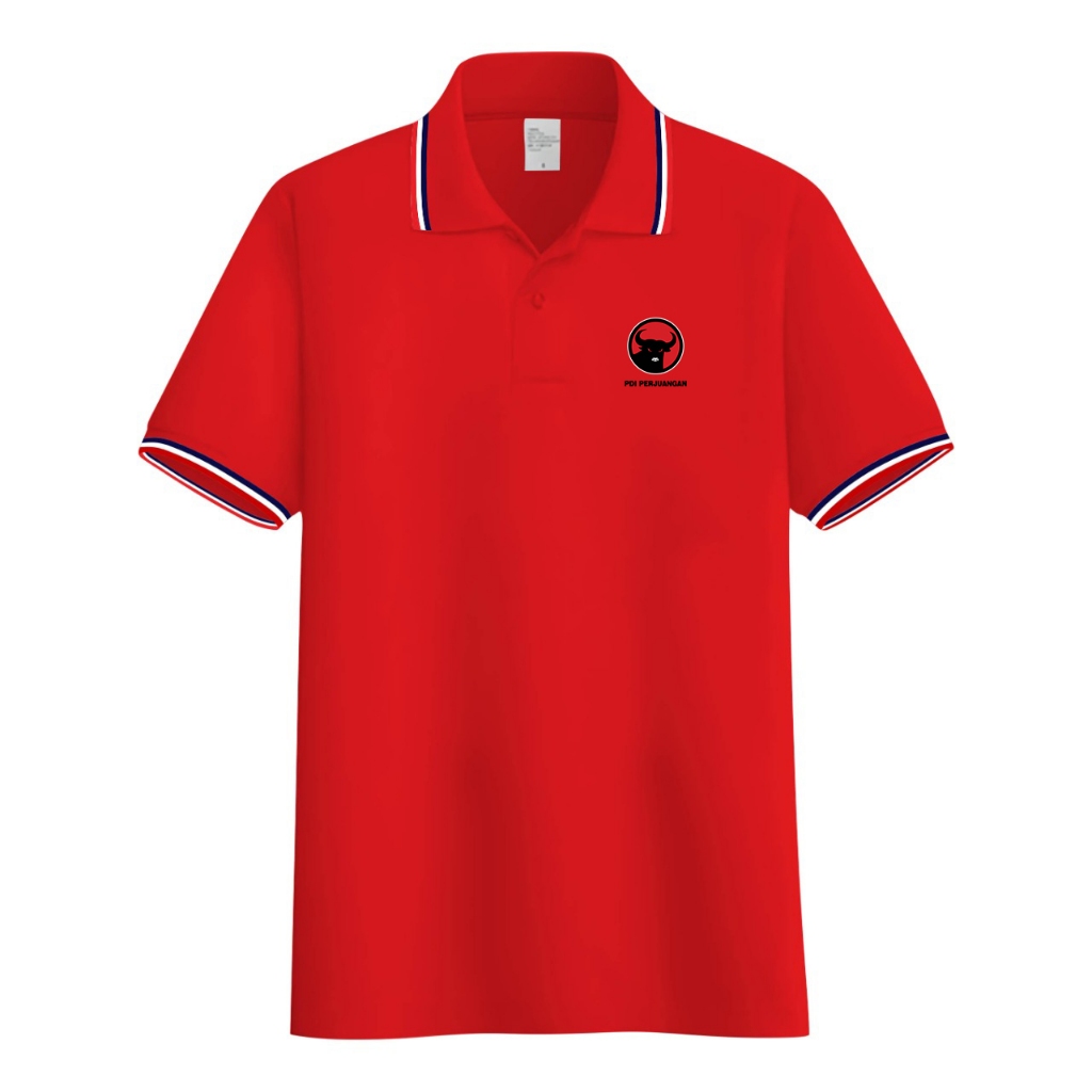 MALVARO Polo Shirt / Polo Shirt Pria / Kaos Kerah Pria / Kaos Polo Logo PDI / Baju Partai PDI DI-2