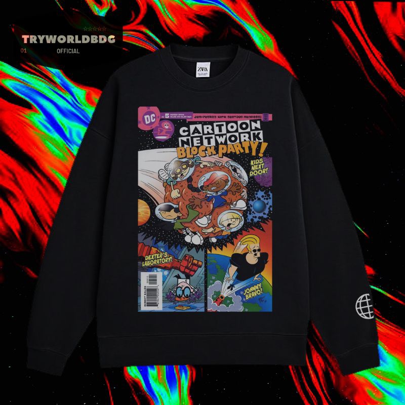 TRYWORLDBDG OFFICIAL "CARTOON NETWORK" CREWNECK | SWEATER | HOODIE | CREWNECK HITAM | CREWNECK EDISI