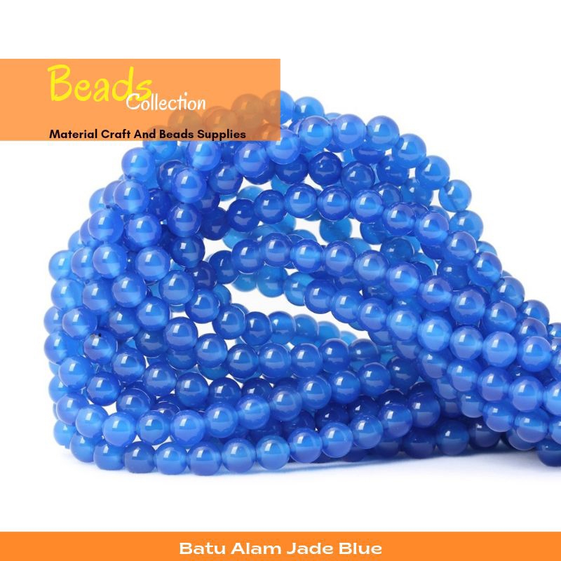 Manik-Manik Batu Kristal Kuarsa Bulat Warna Biru Tua Ukuran 4 6 8 10 12mm Untuk Membuat Perhiasan Ge