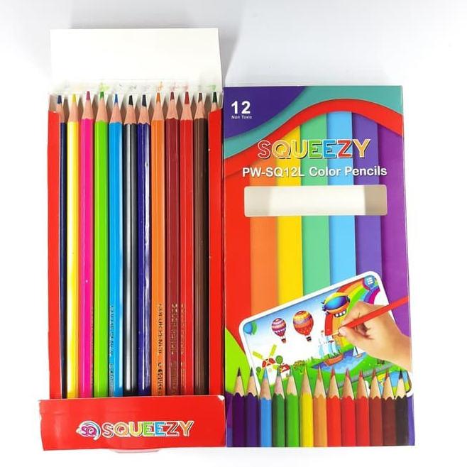 

Grosir Pensil Warna Squeezy Panjang 12 Warna Murah / Color Pencil PW-SQ12L