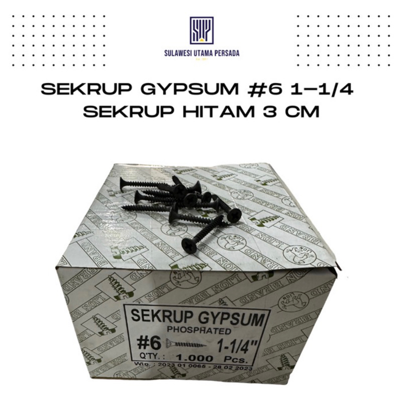 skrup hitam sekrup gypsum 3 CM (6 x 1 1/4) skrup gypsum / baut skrup kayu