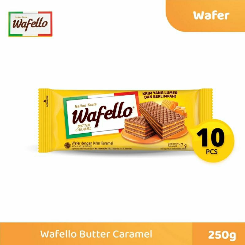 

Wafello wafer butter caramel 1 pack isi 10 bks @17g