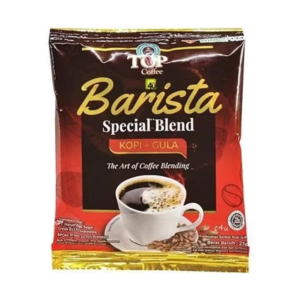 

TOP COFFEE BARISTA 9 SASET @25gr SPECIAL BLEND KOPI + GULA 100pack