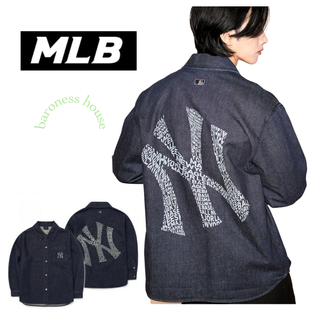 MLB Denim Shirt Illusion Mega Logo New York Yankees (3ADRU0124-50NYD)