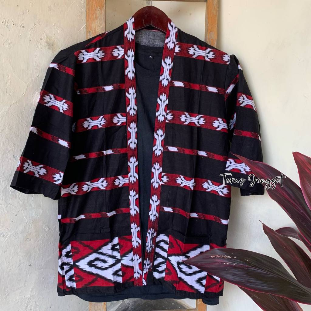 Outer Cardigan Kimono Tenun Troso Jepara Outer Etnik Unisex Cardigan Cewek Cowok Kimono Ory Teras Je