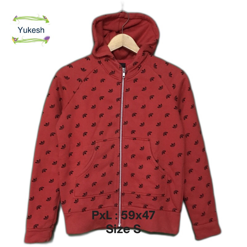 Sweater Hoodie Zipper Adidas Treefoil Full Print