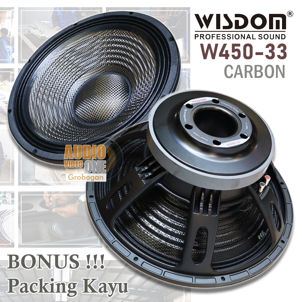 Speaker Wisdom W450-33 Carbon Transducer 18 Inch Low Sub Daun Anti Air Bonus Packing Kayu