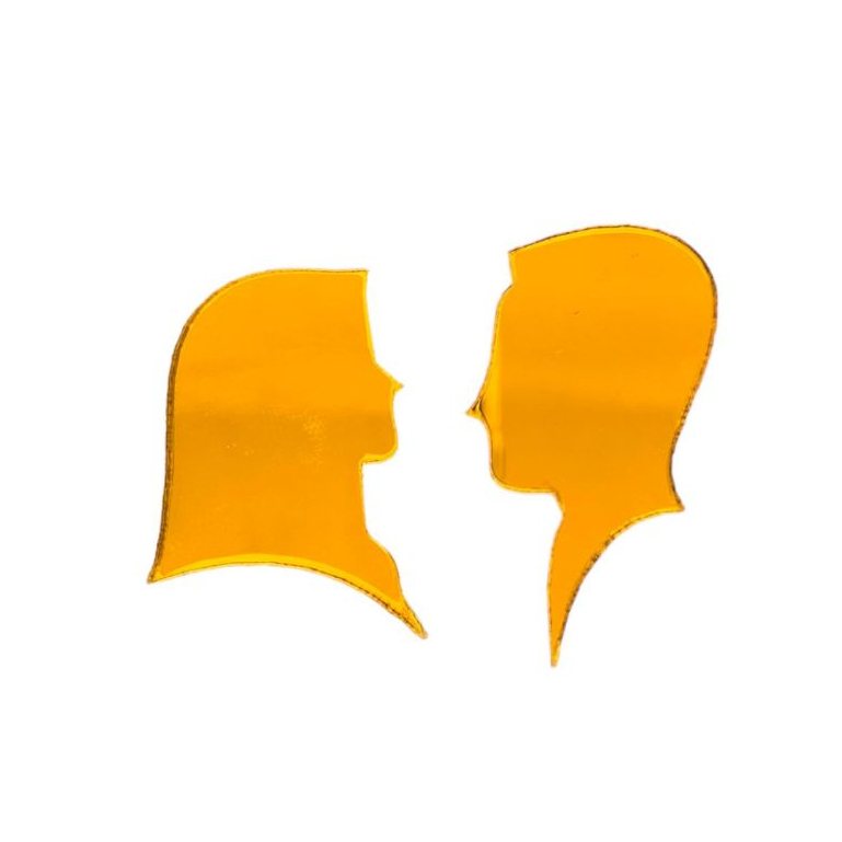 Siluet Couple Wajah Pengantin Dekorasi Mahar Akrilik Mirror Gold