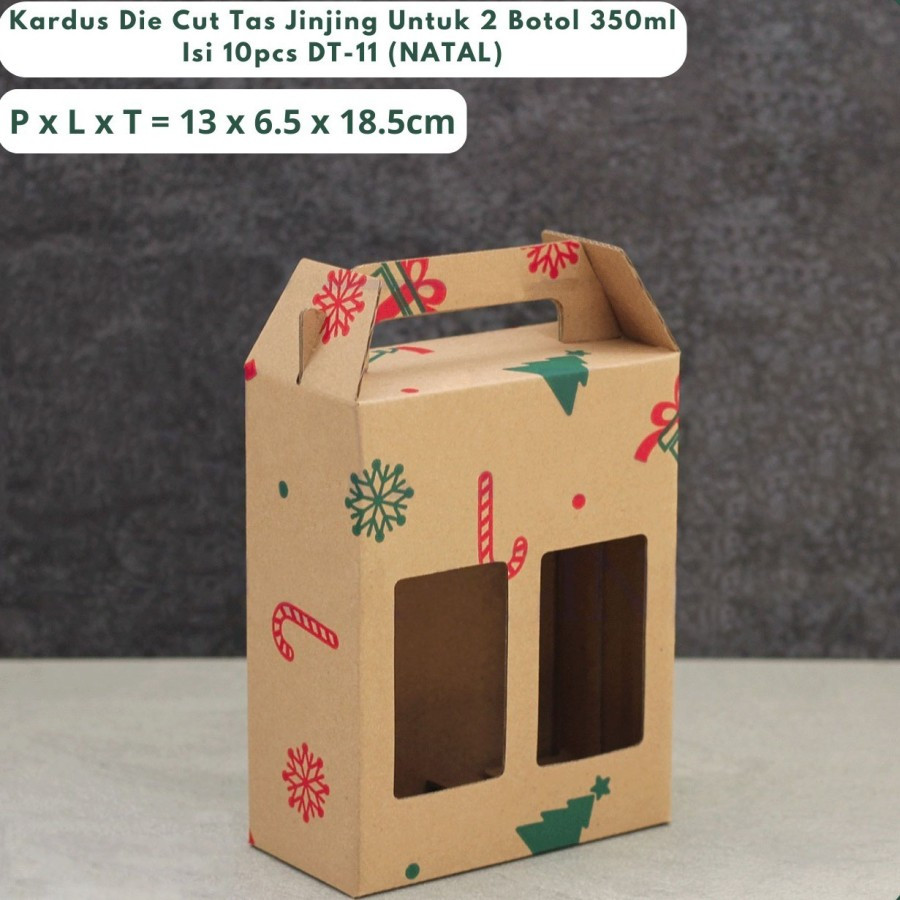 

kardus botol 350ml isi 2 parsel natal box kemasan minuman jinjing xmas 13cm x 6.5cm x 185cm box premium (10pcs)