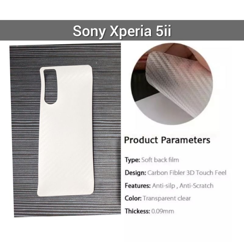 Anti Gores Belakang Sony Xperia 5 ii mark film 3D skin carbon fiber garskin SO-52A, XQ-AS52, XQ-AS62