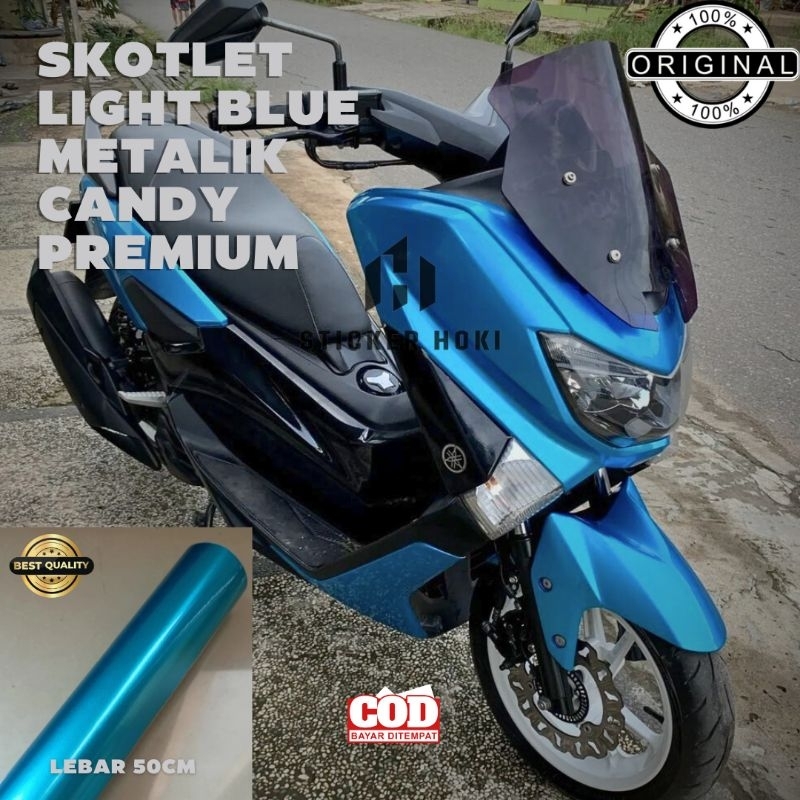 SKOTLET STIKER MOTOR BIRU MUDA METALIK CANDY SCOTLITE BIRU MUDA CANDY SKOTLET BIRU METALIK SKOTLET M